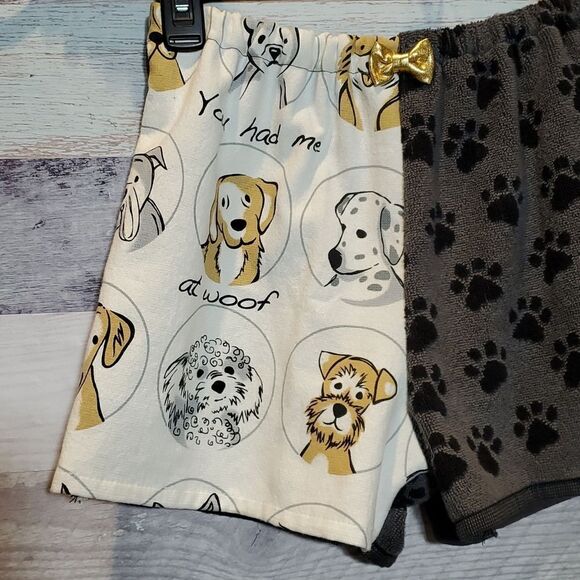 Upcycled Handmade You Had Me At Woof Dish Towel 70s Style HighWaist Shorts Sz S - Picture 3 of 9